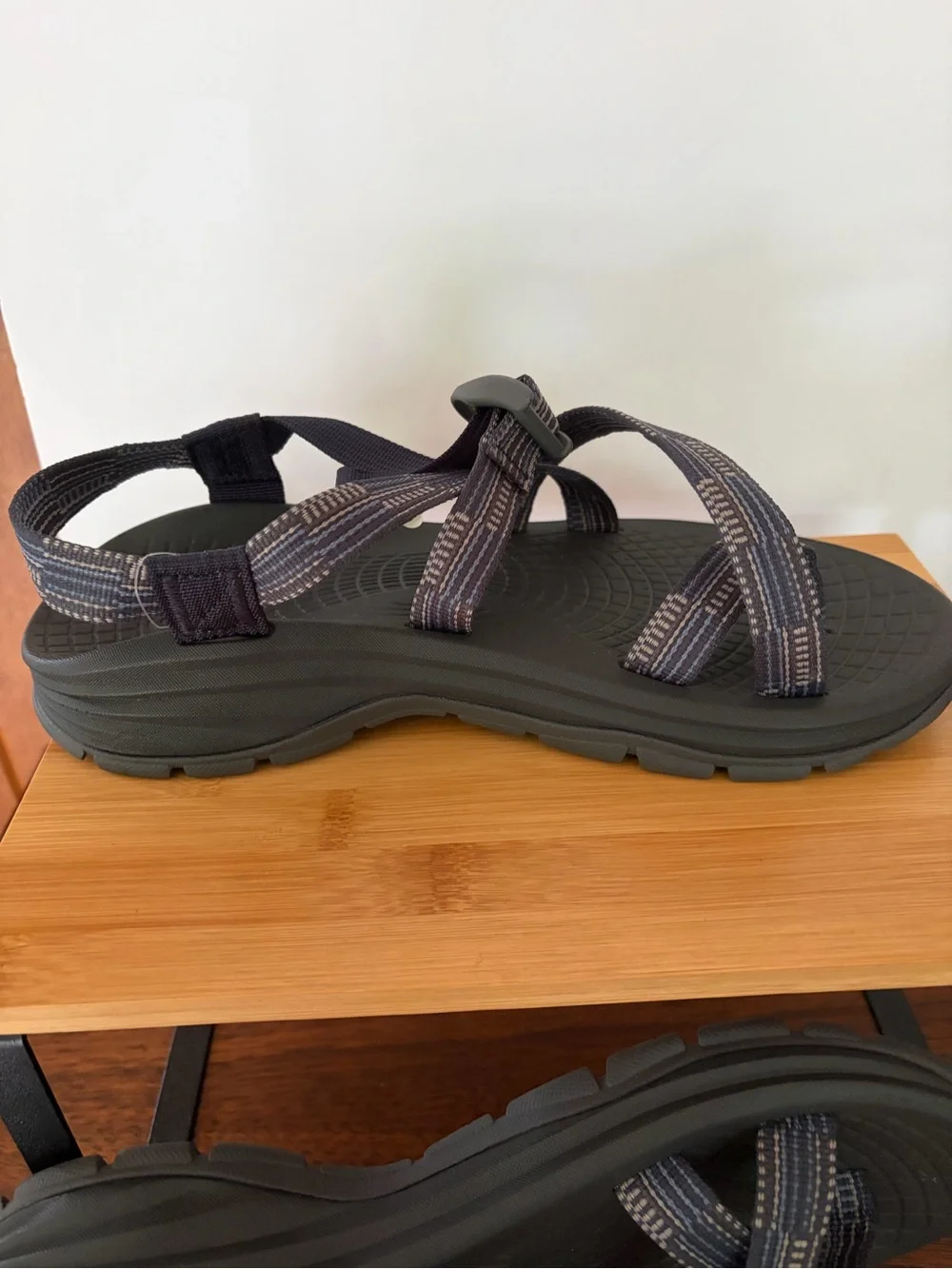 Chaco Sport Sandals. Gray & Blue with Patterned Straps. Men’s 9